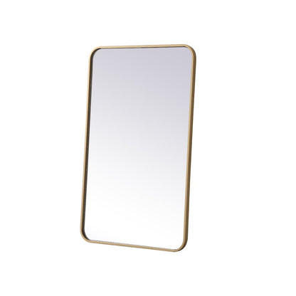 Soft corner metal rectangular mirror 22x36 inch in Brass