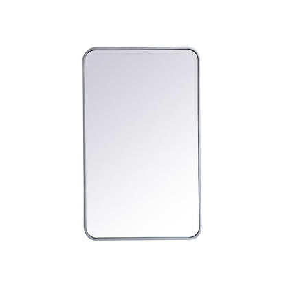 Soft corner metal rectangular mirror 22x36 inch in Silver