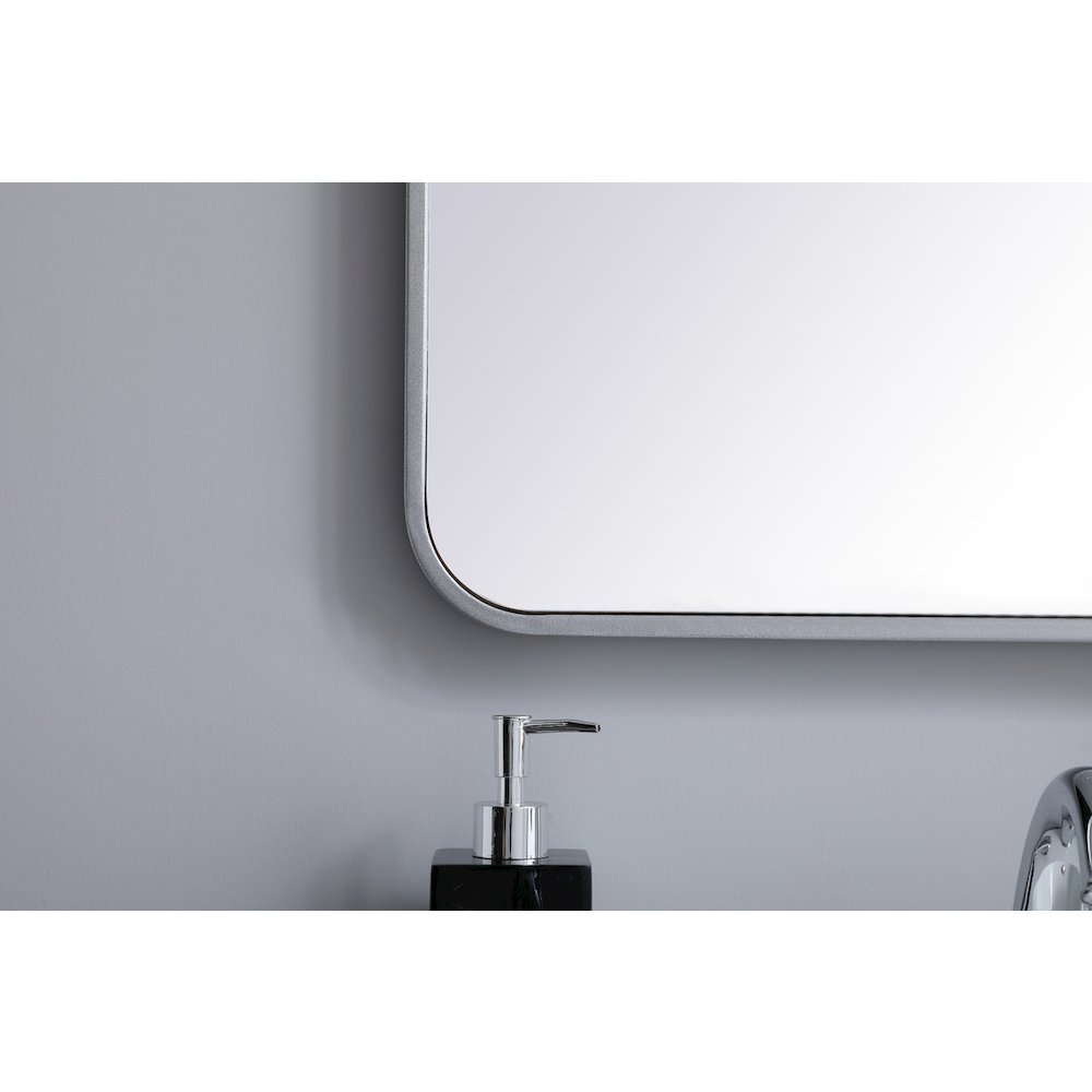 Soft corner metal rectangular mirror 22x36 inch in Silver