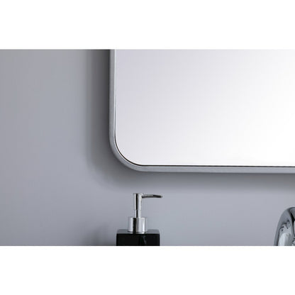 Soft corner metal rectangular mirror 22x36 inch in Silver