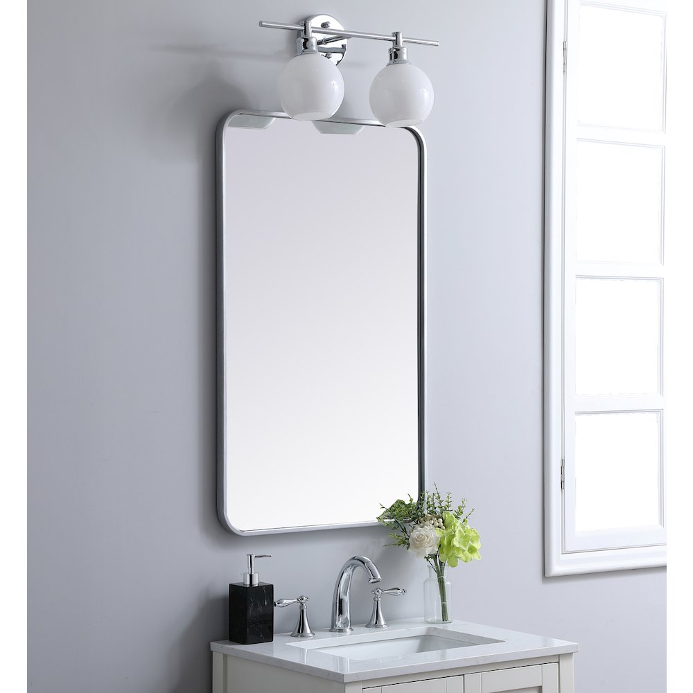 Soft corner metal rectangular mirror 22x36 inch in Silver