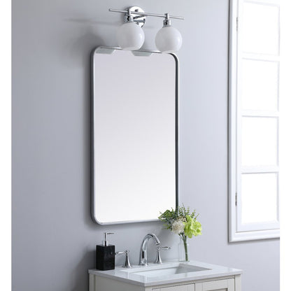 Soft corner metal rectangular mirror 22x36 inch in Silver