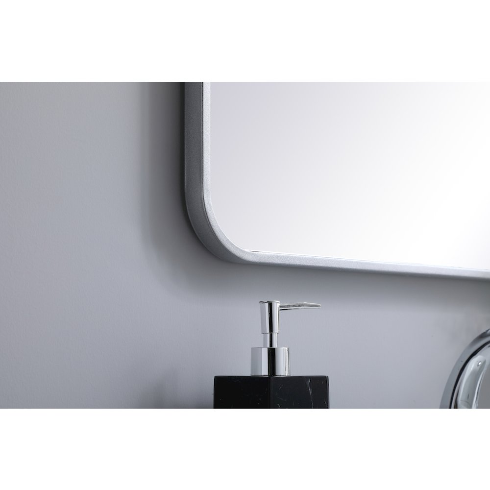 Soft corner metal rectangular mirror 22x36 inch in Silver
