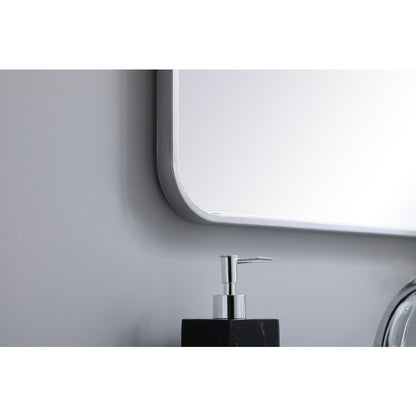 Soft corner metal rectangular mirror 22x36 inch in Silver