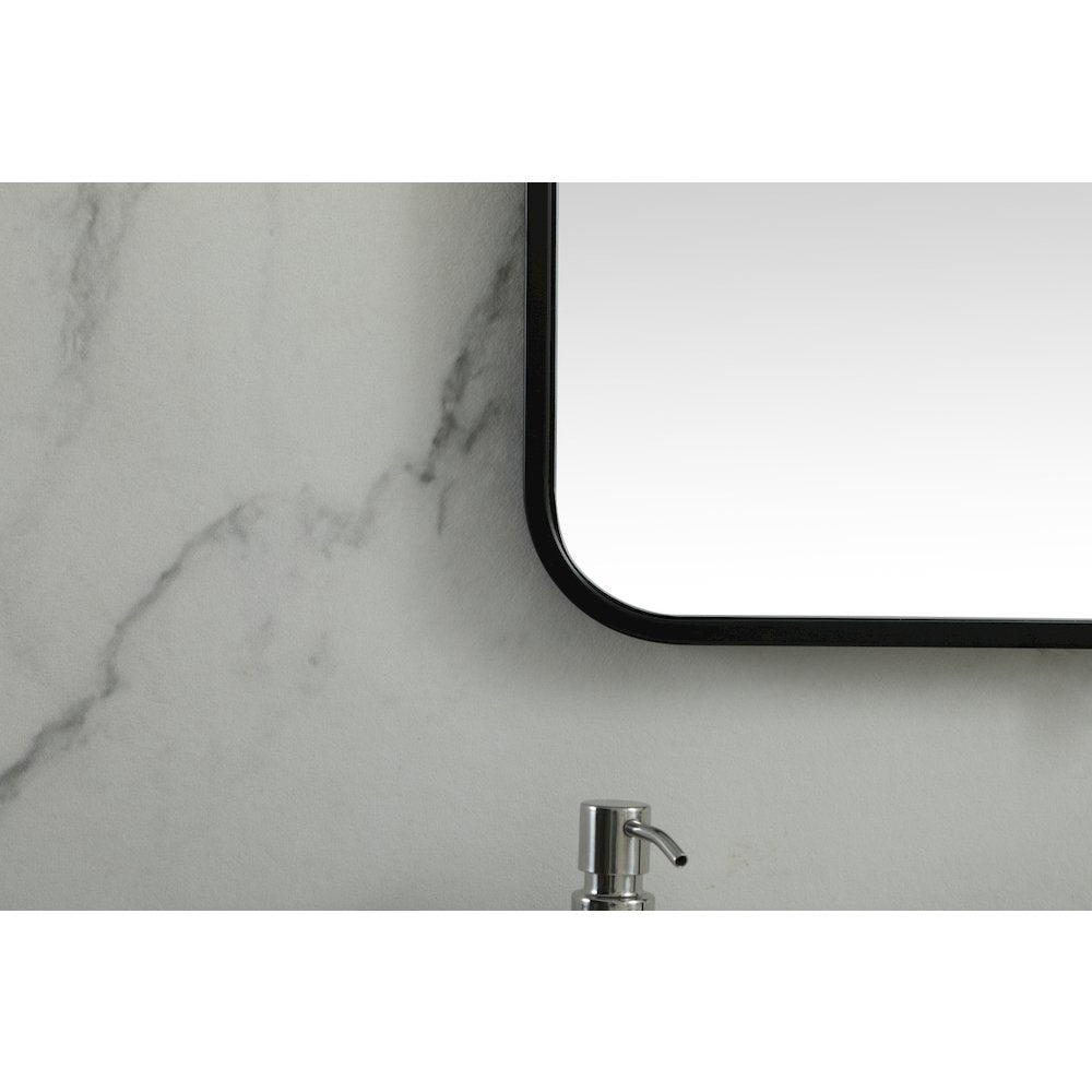 Soft corner metal square mirror 24x24 inch in Black