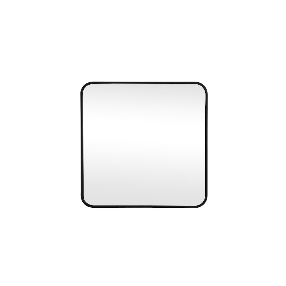 Soft corner metal square mirror 24x24 inch in Black