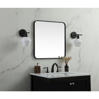 Soft corner metal square mirror 24x24 inch in Black