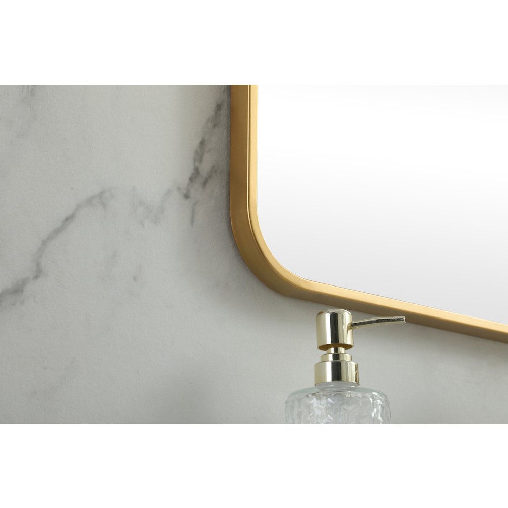 Soft corner metal square mirror 24x24 inch in Brass
