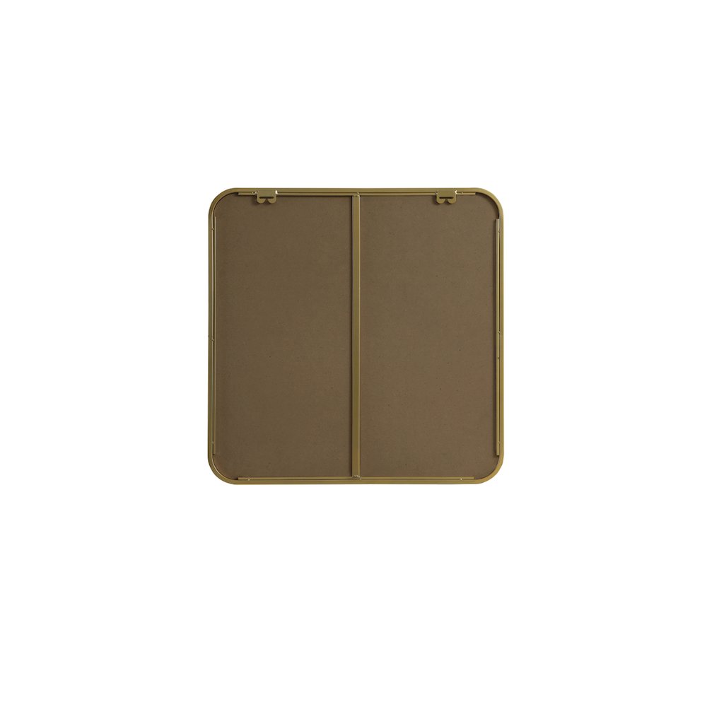 Soft corner metal square mirror 24x24 inch in Brass