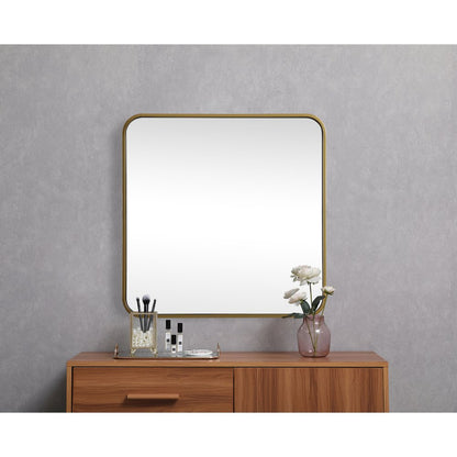 Soft corner metal square mirror 24x24 inch in Brass