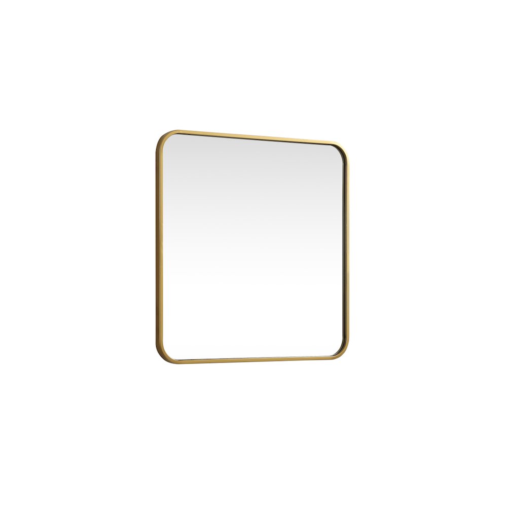 Soft corner metal square mirror 24x24 inch in Brass