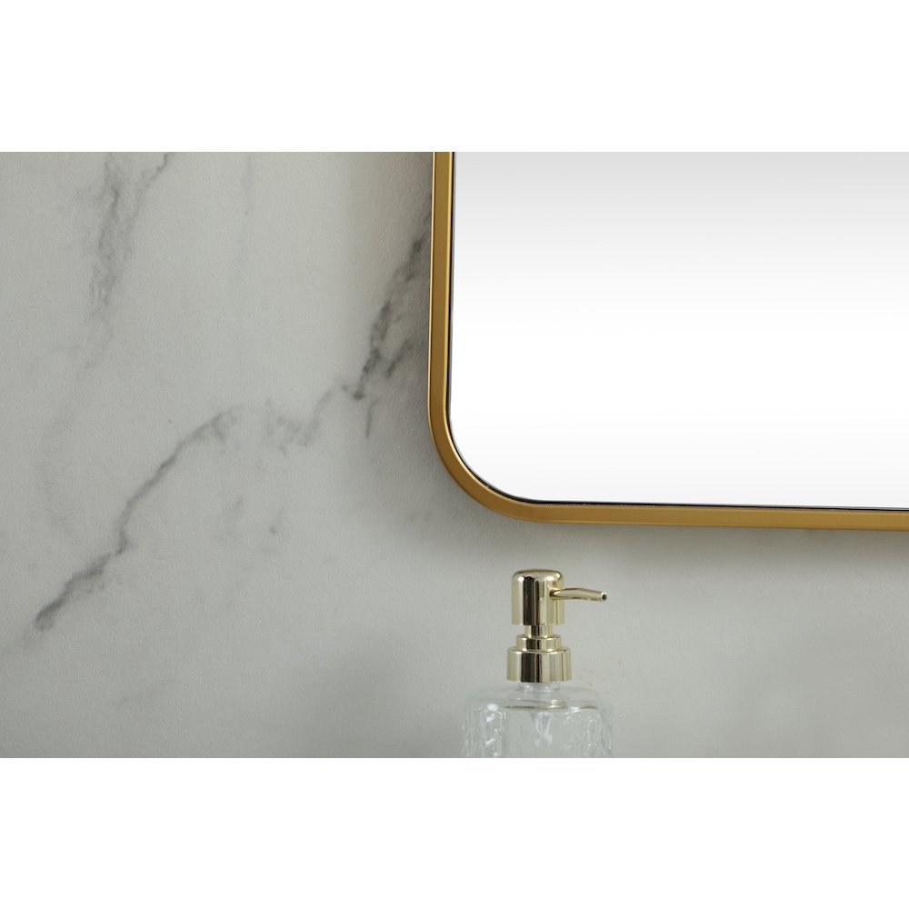 Soft corner metal square mirror 24x24 inch in Brass