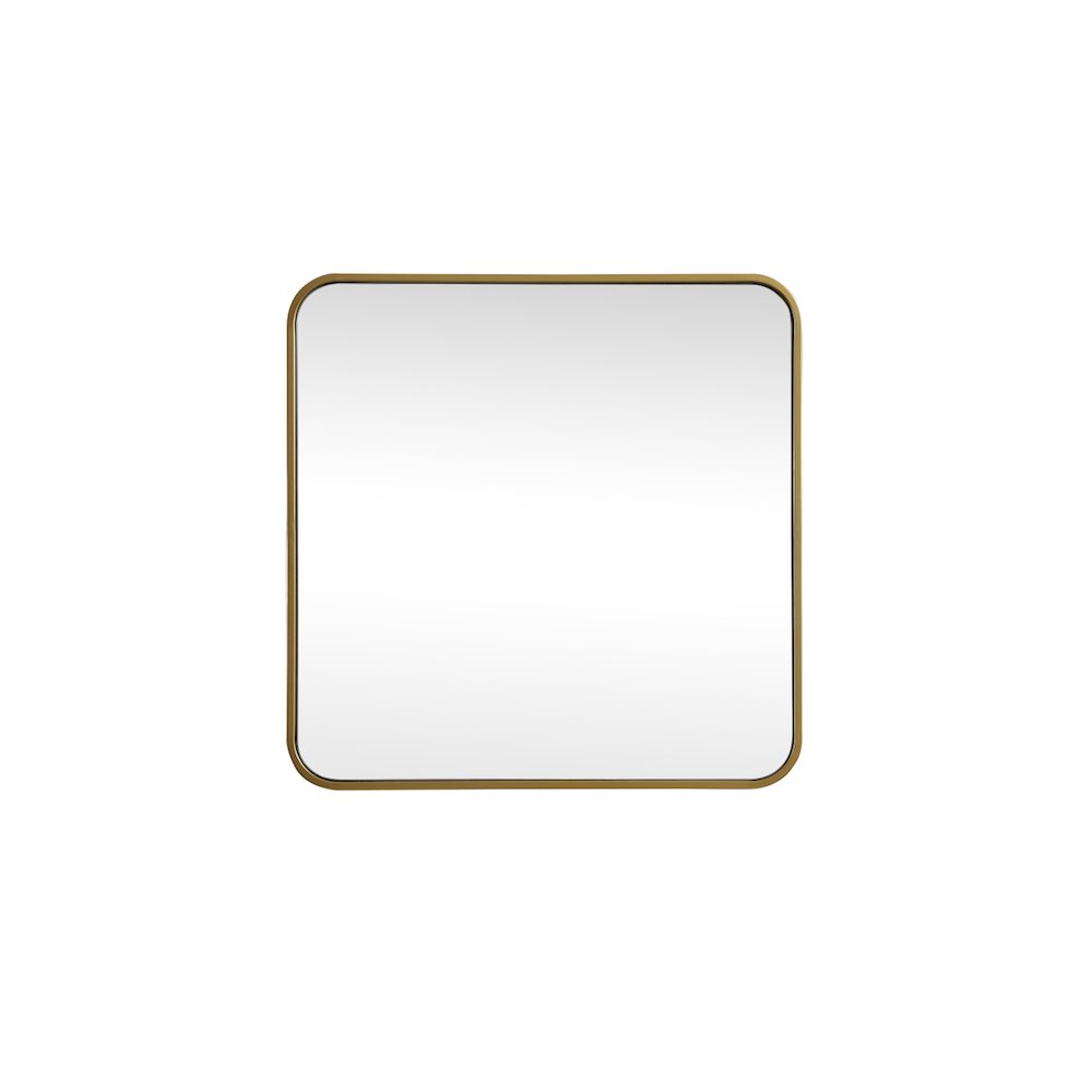 Soft corner metal square mirror 24x24 inch in Brass