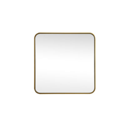 Soft corner metal square mirror 24x24 inch in Brass