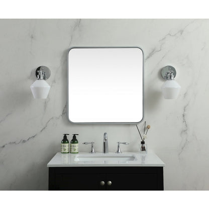 Soft corner metal square mirror 24x24 inch in Silver