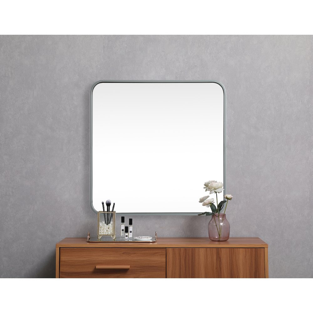 Soft corner metal square mirror 24x24 inch in Silver