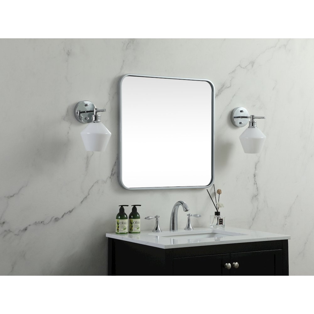 Soft corner metal square mirror 24x24 inch in Silver
