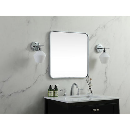 Soft corner metal square mirror 24x24 inch in Silver