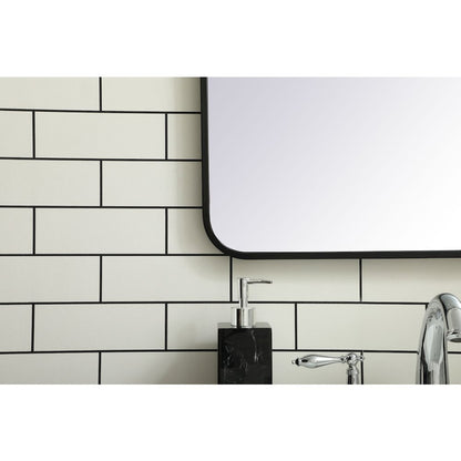 Soft corner metal rectangular mirror 24x32 inch in black