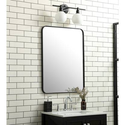 Soft corner metal rectangular mirror 24x32 inch in black