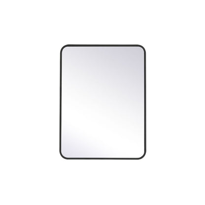 Soft corner metal rectangular mirror 24x32 inch in black