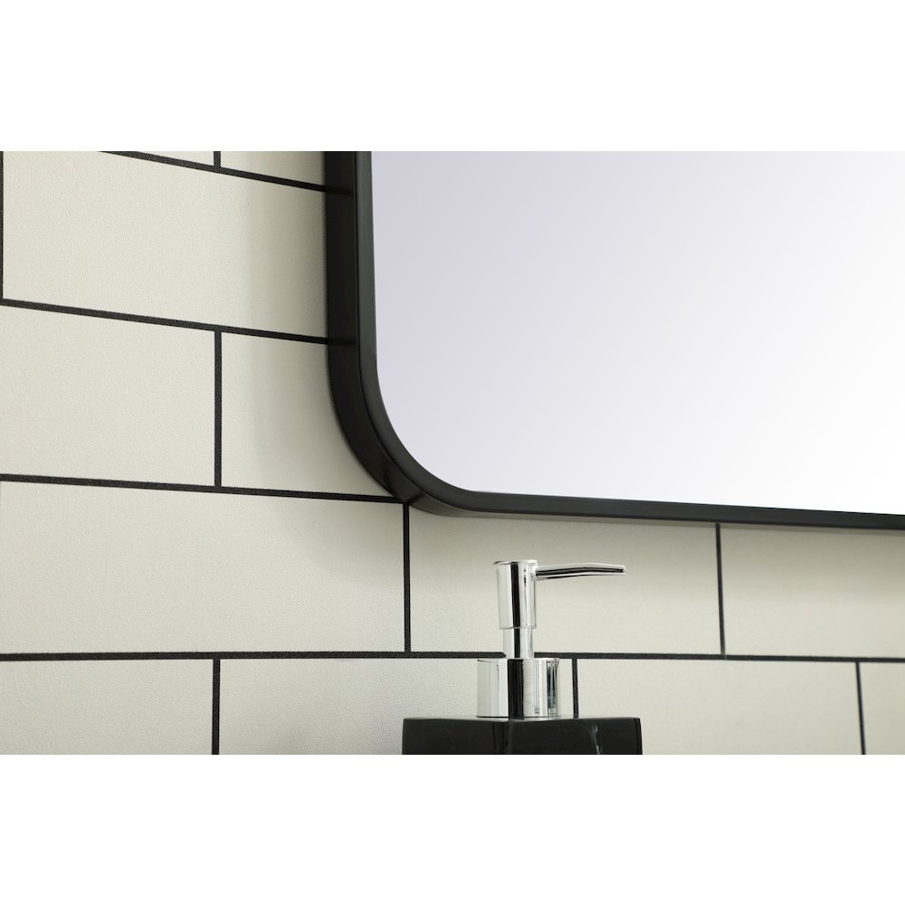 Soft corner metal rectangular mirror 24x32 inch in black