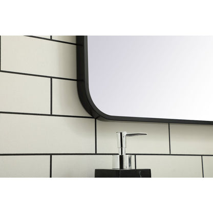 Soft corner metal rectangular mirror 24x32 inch in black