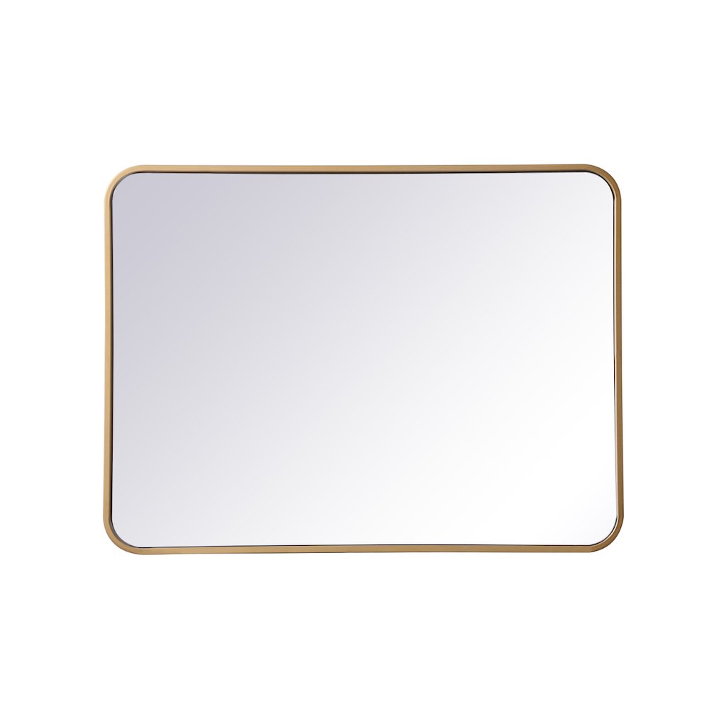 Soft corner metal rectangular mirror 24x32 inch in Brass