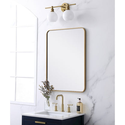 Soft corner metal rectangular mirror 24x32 inch in Brass