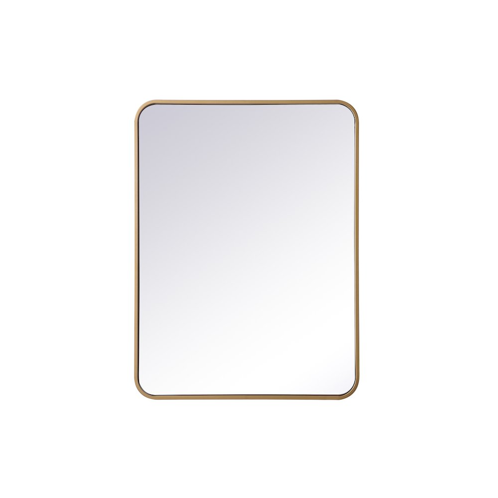 Soft corner metal rectangular mirror 24x32 inch in Brass