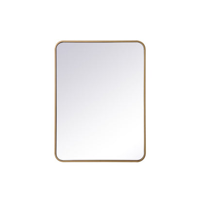 Soft corner metal rectangular mirror 24x32 inch in Brass