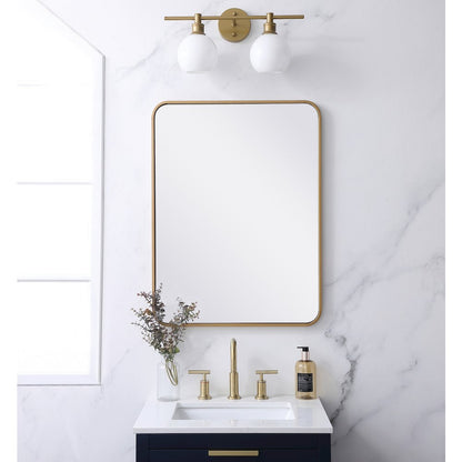 Soft corner metal rectangular mirror 24x32 inch in Brass