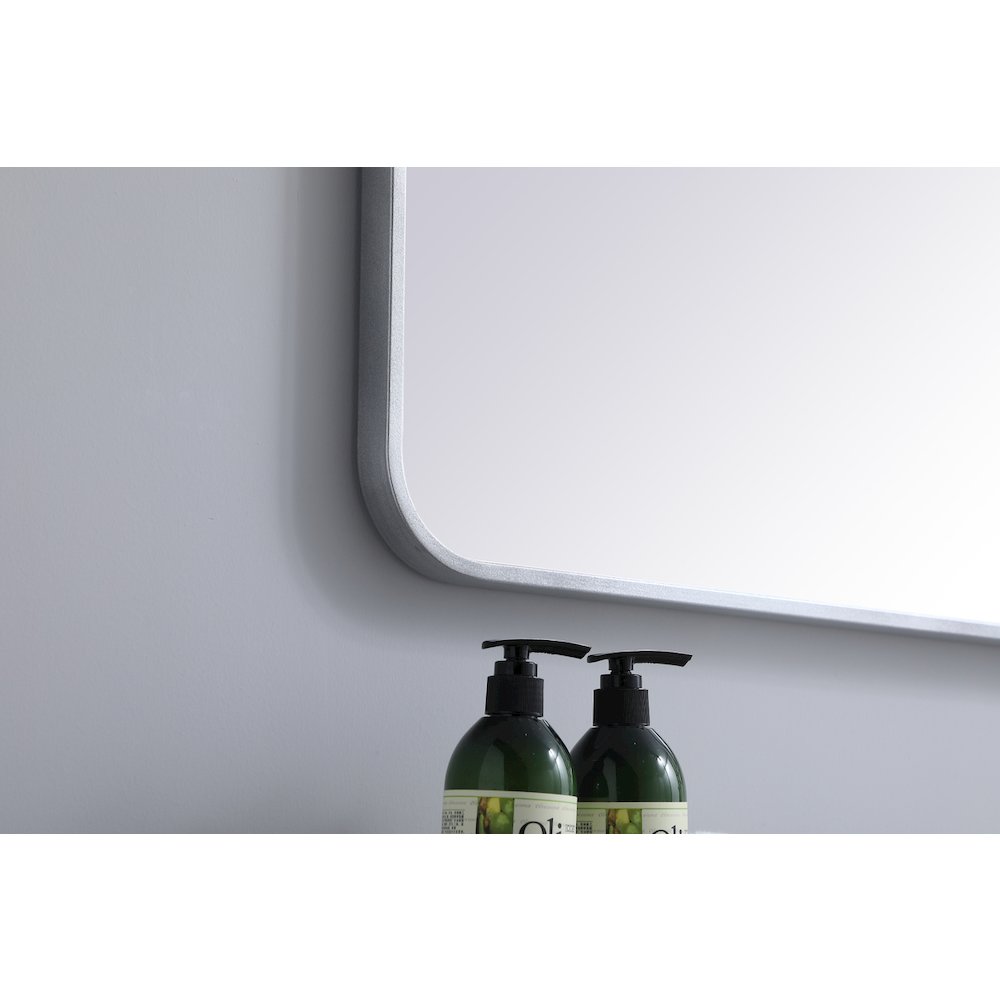 Soft corner metal rectangular mirror 24x32 inch in Silver