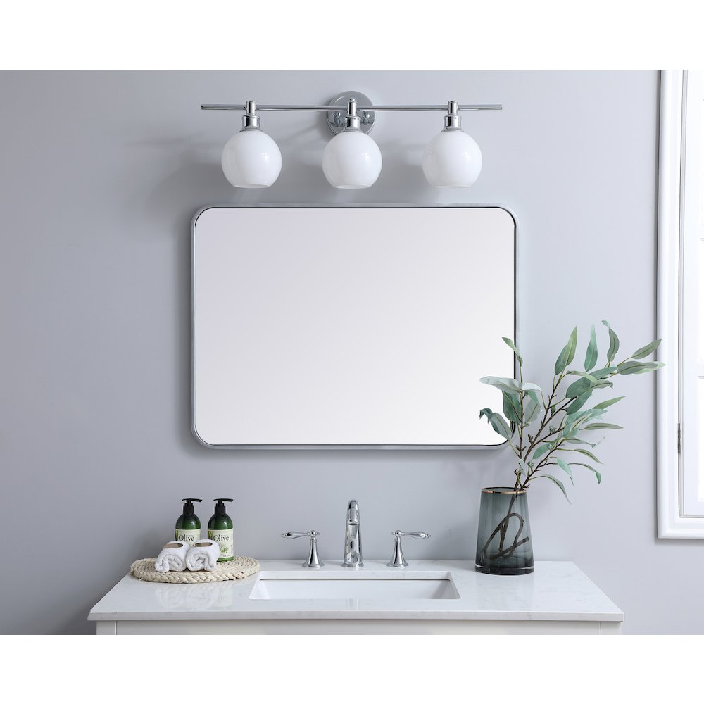 Soft corner metal rectangular mirror 24x32 inch in Silver