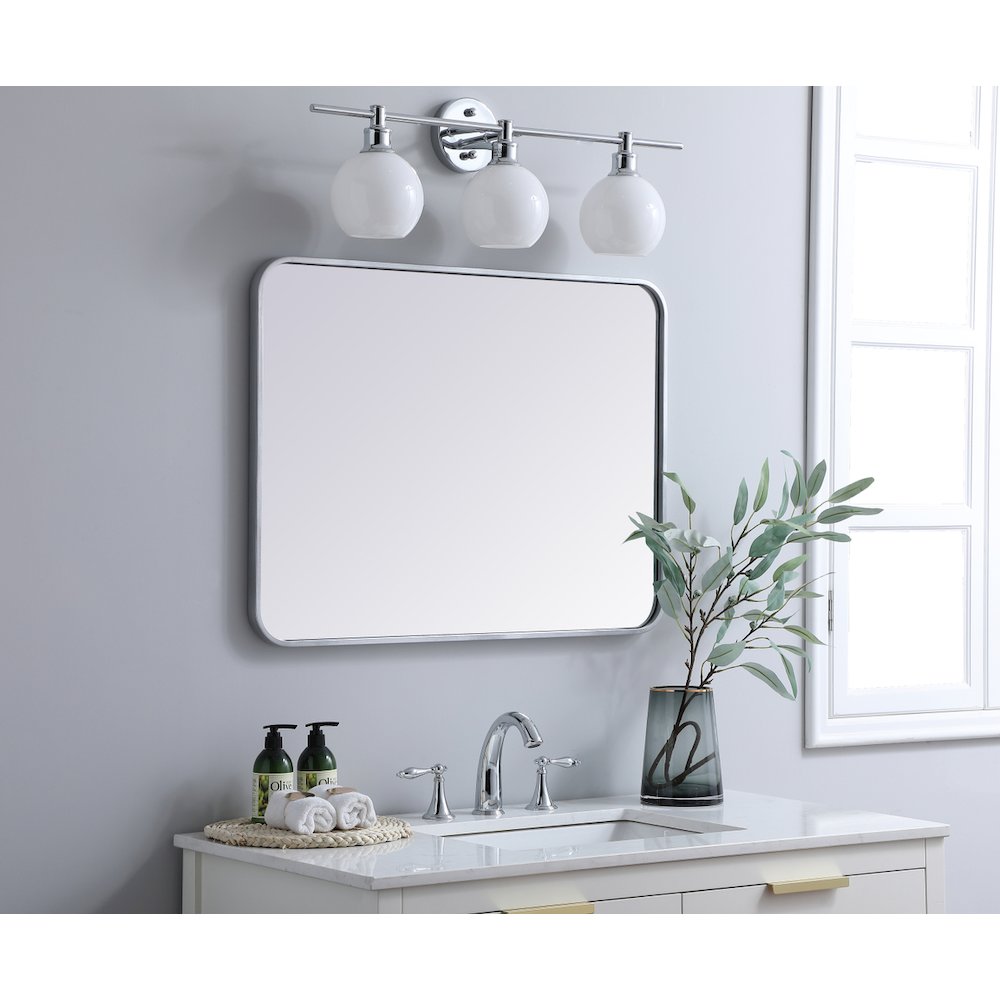 Soft corner metal rectangular mirror 24x32 inch in Silver