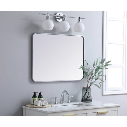 Soft corner metal rectangular mirror 24x32 inch in Silver