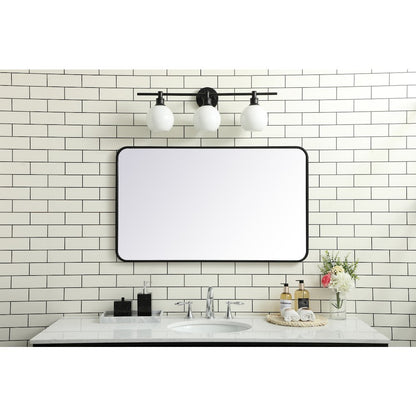 Soft corner metal rectangular mirror 24x40 inch in Black