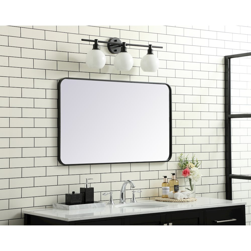 Soft corner metal rectangular mirror 24x40 inch in Black