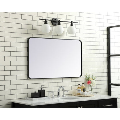 Soft corner metal rectangular mirror 24x40 inch in Black