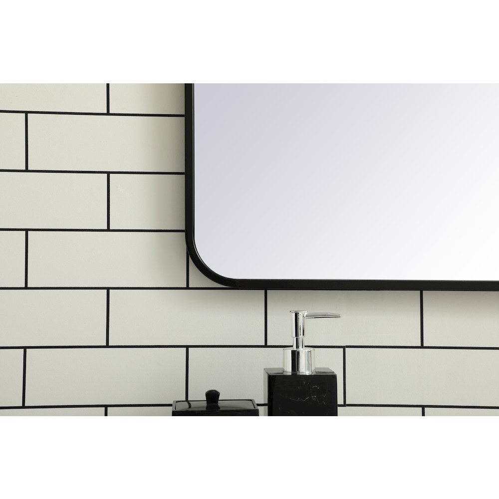 Soft corner metal rectangular mirror 24x40 inch in Black