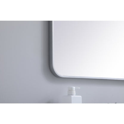 Soft corner metal rectangular mirror 27x36 inch in Silver