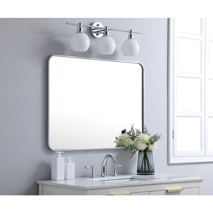 Soft corner metal rectangular mirror 27x36 inch in Silver