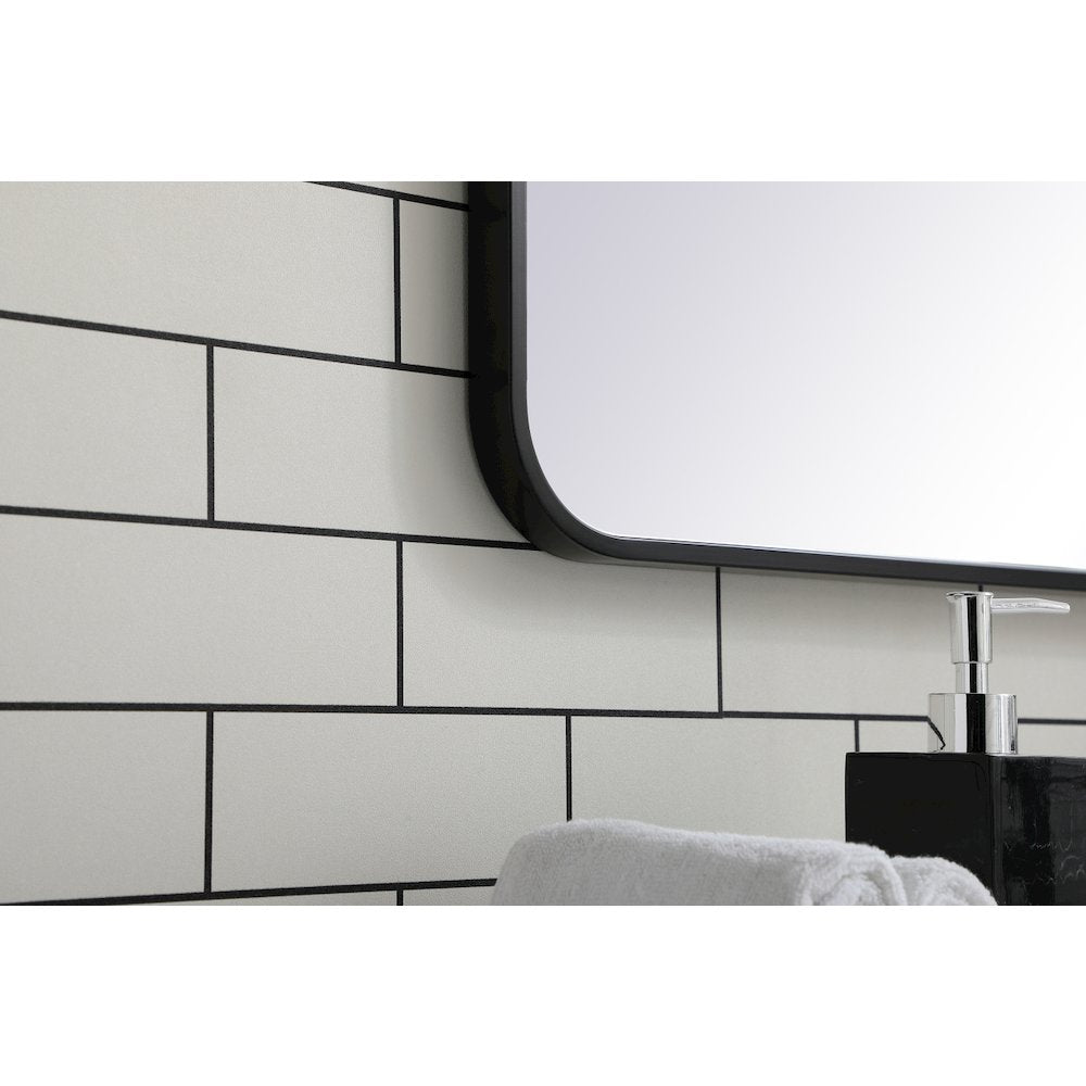 Soft corner metal rectangular mirror 27x40 inch in Black