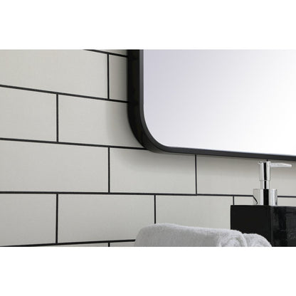 Soft corner metal rectangular mirror 27x40 inch in Black