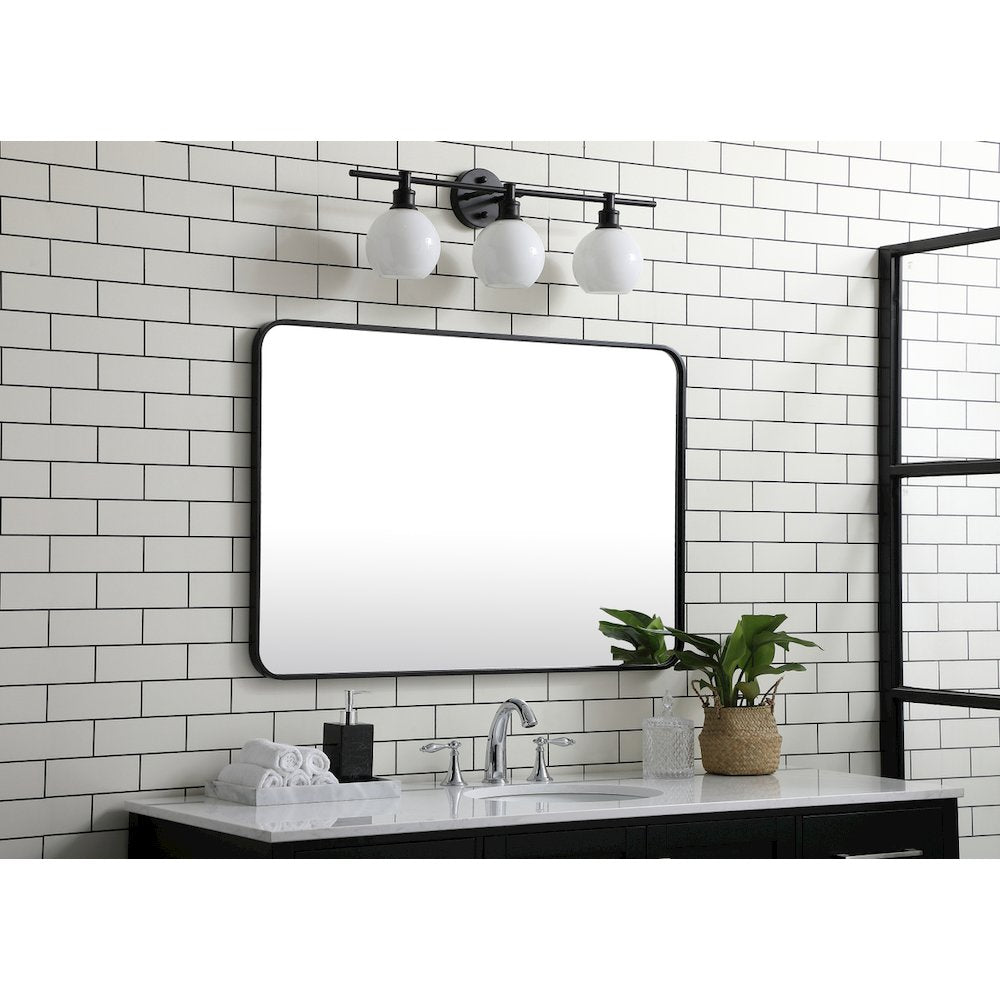 Soft corner metal rectangular mirror 27x40 inch in Black