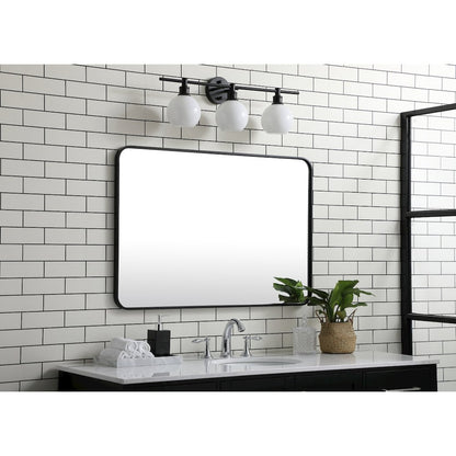 Soft corner metal rectangular mirror 27x40 inch in Black