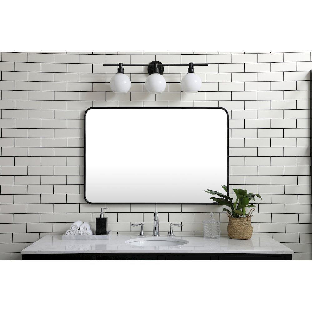 Soft corner metal rectangular mirror 27x40 inch in Black