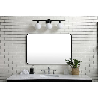 Soft corner metal rectangular mirror 27x40 inch in Black