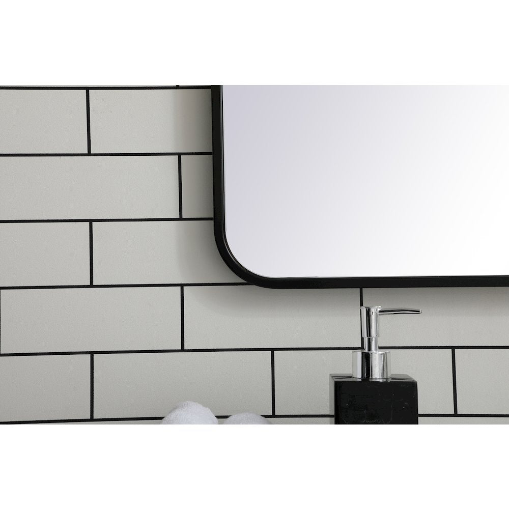 Soft corner metal rectangular mirror 27x40 inch in Black