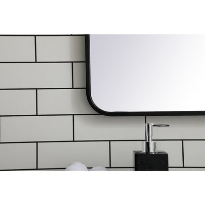 Soft corner metal rectangular mirror 27x40 inch in Black